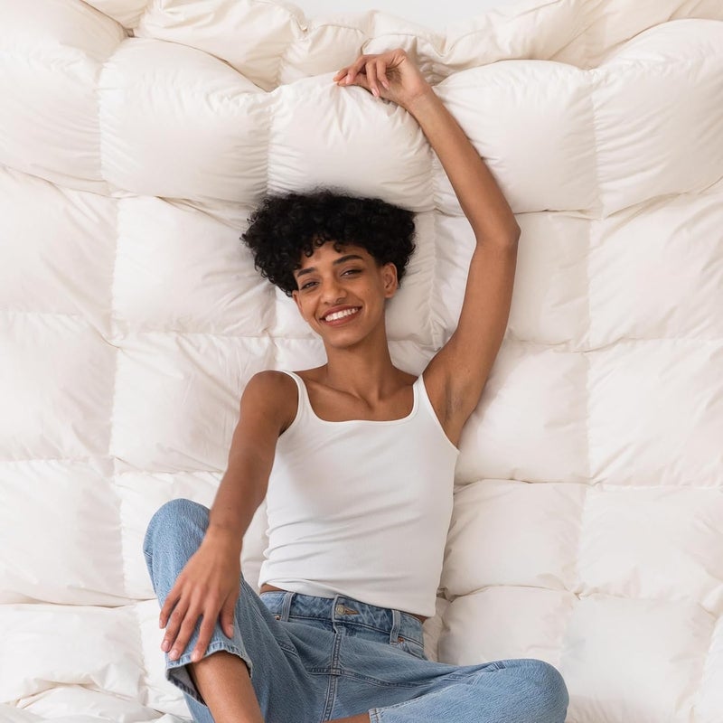 Three Geese Luxury Down Feathers Fiber Comforter King Size - 750 Fill Power All Season Down Duvet Insert, Ultra-Soft Hotel Collection White Comforter, Baffle-Box Design - Noiseless - Lightweight. - Image 2